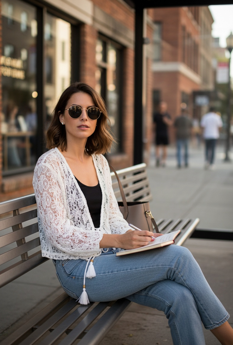 Amara White Crochet Kimono