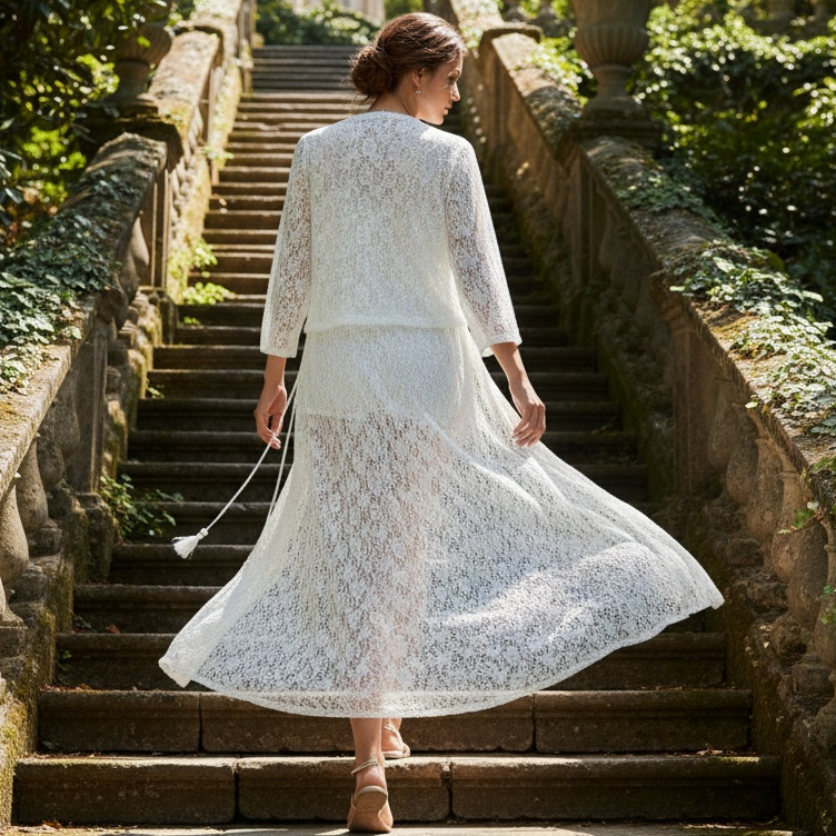 Amara White Crochet Kimono