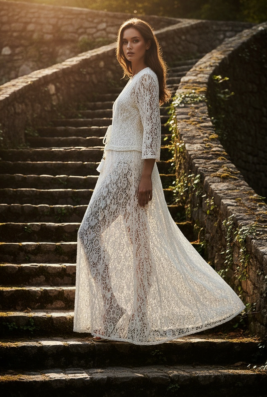 Amara White Crochet Kimono